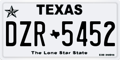 TX license plate DZR5452