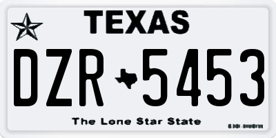 TX license plate DZR5453