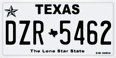 TX license plate DZR5462