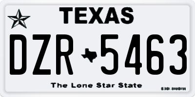 TX license plate DZR5463