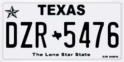 TX license plate DZR5476