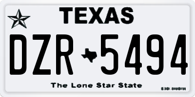 TX license plate DZR5494