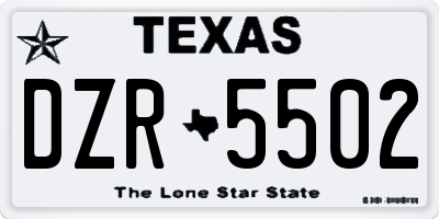 TX license plate DZR5502
