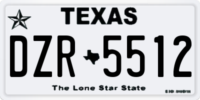 TX license plate DZR5512