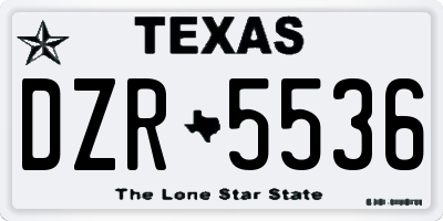TX license plate DZR5536