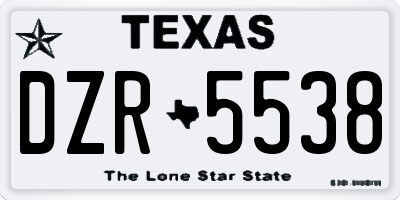 TX license plate DZR5538