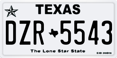 TX license plate DZR5543