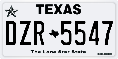 TX license plate DZR5547