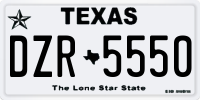 TX license plate DZR5550