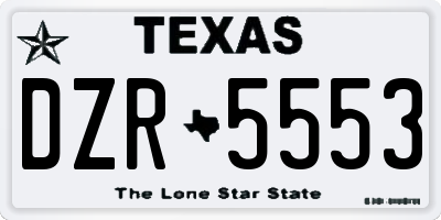 TX license plate DZR5553