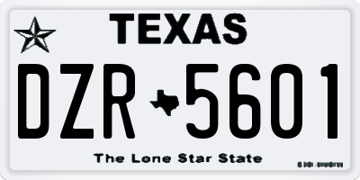 TX license plate DZR5601