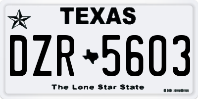 TX license plate DZR5603