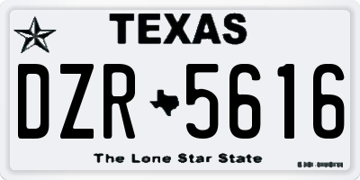 TX license plate DZR5616