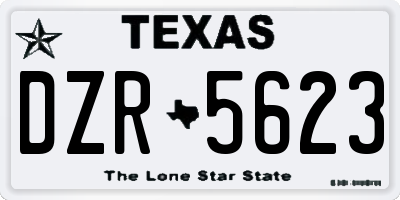 TX license plate DZR5623