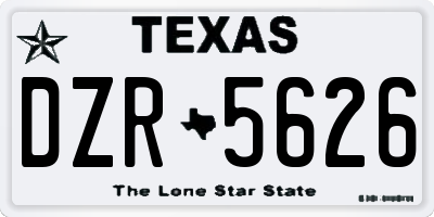 TX license plate DZR5626