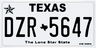 TX license plate DZR5647