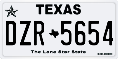 TX license plate DZR5654