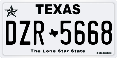 TX license plate DZR5668