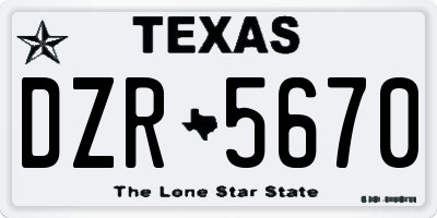 TX license plate DZR5670