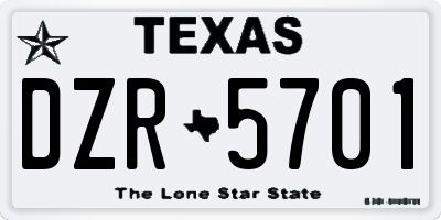 TX license plate DZR5701