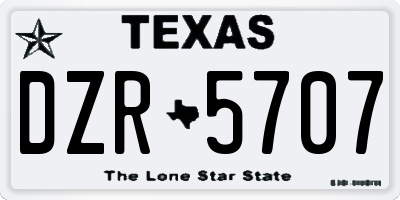 TX license plate DZR5707