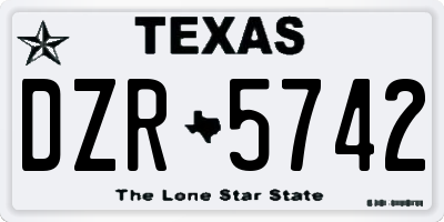 TX license plate DZR5742