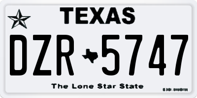TX license plate DZR5747
