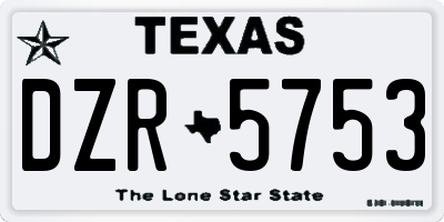 TX license plate DZR5753
