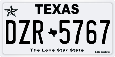 TX license plate DZR5767