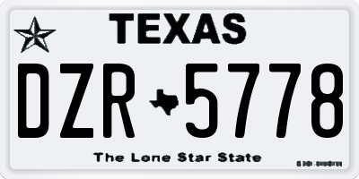 TX license plate DZR5778