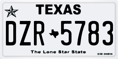 TX license plate DZR5783
