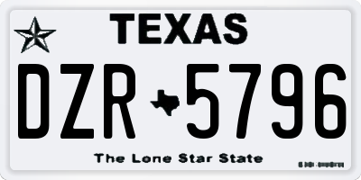 TX license plate DZR5796
