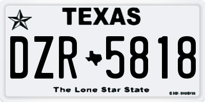 TX license plate DZR5818