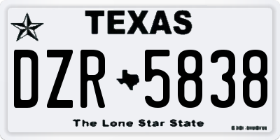 TX license plate DZR5838
