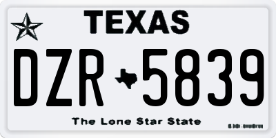 TX license plate DZR5839