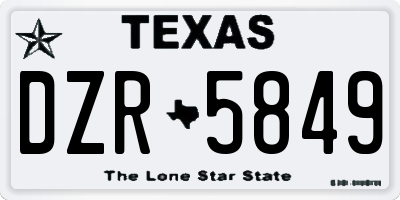 TX license plate DZR5849