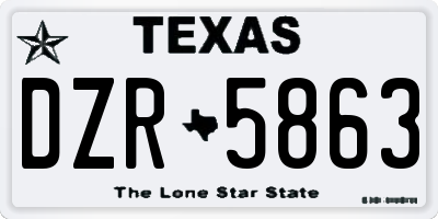 TX license plate DZR5863