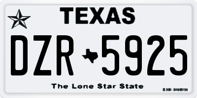 TX license plate DZR5925