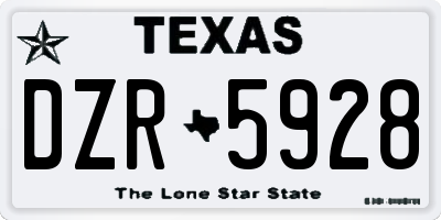 TX license plate DZR5928