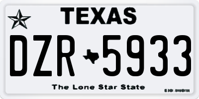 TX license plate DZR5933