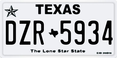 TX license plate DZR5934