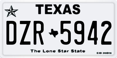 TX license plate DZR5942