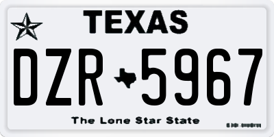 TX license plate DZR5967