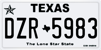 TX license plate DZR5983