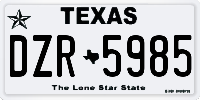 TX license plate DZR5985