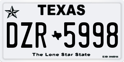TX license plate DZR5998