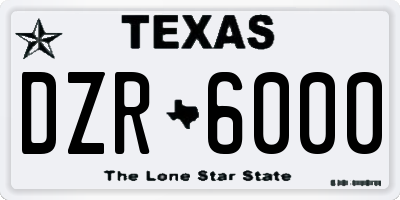TX license plate DZR6000