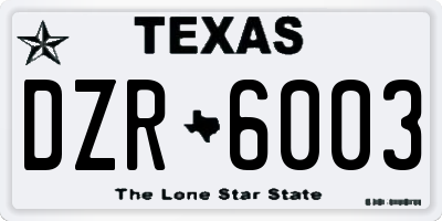TX license plate DZR6003