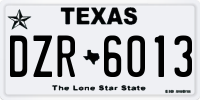 TX license plate DZR6013