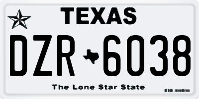 TX license plate DZR6038